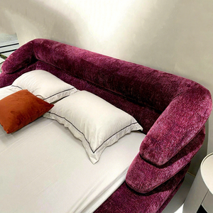 <span class=keywords><strong>Letto</strong></span> Moderno di Lusso Imbottito con Struttura Robusta, <span class=keywords><strong>Letto</strong></span> Oversize Effetto Nuvola, Disponibile nelle Misure King Size, Queen e <span class=keywords><strong>Matrimoniale</strong></span>, in <span class=keywords><strong>Tessuto</strong></span> Felpato Bordeaux per Villa - Product Image 5