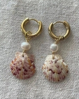 Pendientes de Madreperla Hechos a Mano, Elegantes y Minimalistas, de Acero Inoxidable, para Mujer, Resistentes al Agua, Ideales para Regalo
