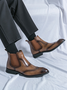 Bottes Chelsea en cuir pour homme à bout pointu, idéales pour l'hiver, les mariages, les occasions formelles, le bureau, le travail et les activités de plein air – Nouvelle collection - Product Image 4