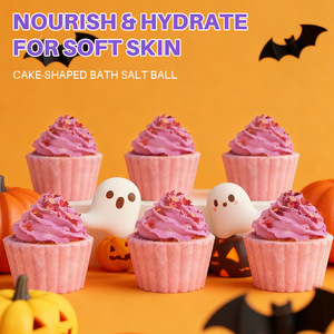 Coffret Cadeau <span class=keywords><strong>de</strong></span> Bombes <span class=keywords><strong>de</strong></span> Bain Personnalisées Halloween Cupcake, 6 Pièces, 600g, Fait Main à Base <span class=keywords><strong>de</strong></span> Plantes, Violet, avec Fleurs Séchées et Boules Effervescentes - Product Image 4