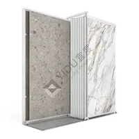 Présentoir coulissant pour dalles de carrelage, en métal blanc, multi-panneaux, pour échantillons de pierre, stand d'exposition pour marbre, quartz, porcelaine grand format