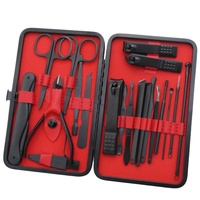 Ensemble de coupe-ongles en acier inoxydable noir de 15 pièces, kit de manucure, outils de beauté, pinces pour peaux mortes avec logo personnalisé, soins personnels