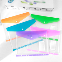 Gran oferta, carpeta de archivos transparente A4 personalizada, bolsa de documentos, cierre de hebilla de PP, sobre colorido para papelería escolar