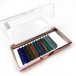 Pestañas Postizas Brillantes y Coloridas de Tira Completa de 14 mm, Tallo de Algodón Negro, Fibras Importadas, Versión con Pedrería - Product Image 5