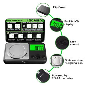 Báscula Digital de Bolsillo para Joyería, Diseño Nuevo de Fábrica con Pantalla LCD Retroiluminada, Pilas AAA, Alta Precisión de 0.001g, 50g - Product Image 3