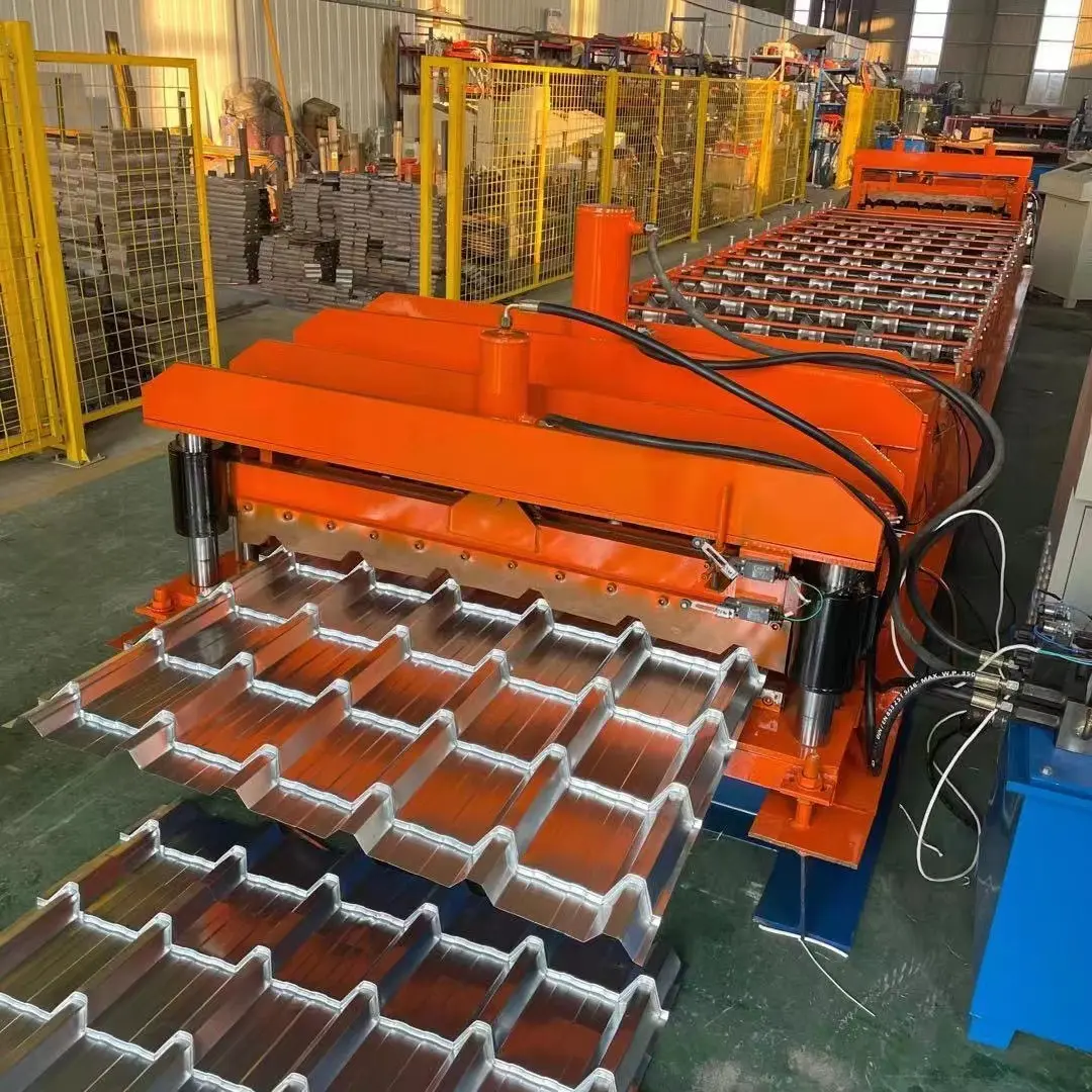 Hydraulic glazed tile metal roofing plate roller forming making machine