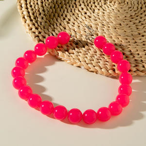 قلادة عنق بالخرز الكبير من أوروبا وأمريكا مبالغة 18 قلادة عنق من الأكريليك بلون الهلام الطازج للسيدات والفتيات - Product Image 6