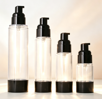 En stock – Flacon pulvérisateur noir transparent sans air de 15 ml, 30 ml, 50 ml avec tête de pompe pour emballage de crème contour des yeux et crème visage