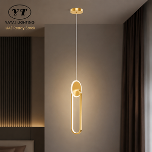 Lámpara colgante LED tricolor moderna con acabado dorado metálico, altura ajustable, decoración interior para dormitorio, comedor - Product Image 1