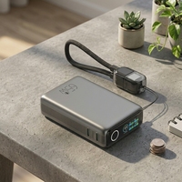 Chargeur mobile au lithium avec câble intégré, écran TFT personnalisé, interrupteur tactile, charge rapide 65W, batterie externe 10000mAh pour ordinateur portable