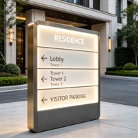 Panneaux directionnels LED multicolores commerciaux, marqueurs publicitaires personnalisés pour les communautés, les hôpitaux et les tours de bureaux