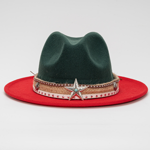 Sombrero Fedora de Fieltro de <span class=keywords><strong>Lana</strong></span> Bicolor para Otoño/Invierno, Estilo Vaquero Occidental para Hombre y Mujer, <span class=keywords><strong>con</strong></span> Decoración de Estrella, Banda Multicapa, Combinable <span class=keywords><strong>con</strong></span> Todo, Casual, para Exteriores - Product Image 2