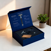 Boîte cadeau de rasoir magnétique de luxe avec logo personnalisé, boîte d'emballage de rasoir en carton rigide avec fermeture magnétique et insert en mousse EVA