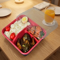 Boîte à bento en plastique à cinq compartiments pour les repas à emporter et la restauration rapide, emballage jetable et pratique pour les sushis, les pizzas, les nouilles, le sucre
