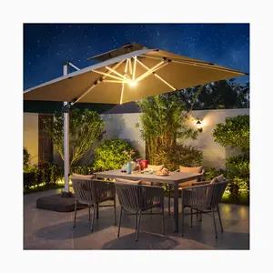 [MOJIA] turquie 10CM pôle le plus fort Parasol extérieur pleine lampe à LED bande couverture côtes Promotion a-mazon populaire parapluie en porte-à-faux