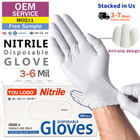 Gants en nitrile blancs 510K AQL 1.5 3-6Mil jetables sans poudre sans latex pour l'art, l'artisanat, la salle de classe, la manipulation domestique, OEM personnalisé
