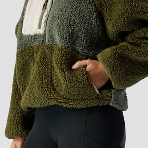 Classic Design 1/2-Zip High Quality Fleece Pullover <strong>Women's</strong> Custom Soft <strong>Sherpa</strong> Fleece <strong>Jacket</strong> - Product Image 2
