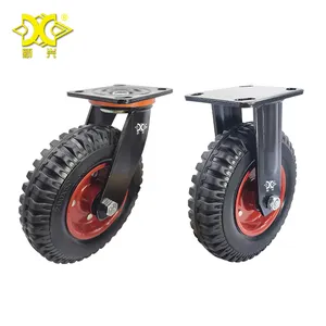 High quality Electroplating Heavy Duty 5/6IN 8 Inch Solid Core Rubber Wheel for Industrial Trolley Cart Equipments