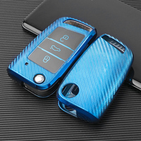 Coque de couverture de clé de voiture souple en fibre de carbone TPU pour Volkswagen 2017 Passat porte-clés porte-clés sac accessoire usine
