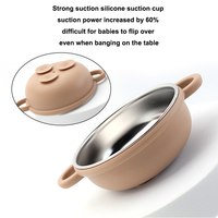 Nouvelle conception, assiette pour bébé en silicone de qualité alimentaire sans BPA, en acier inoxydable, avec ventouse, vaisselle pour enfants, ensemble de 5 pièces