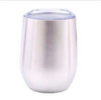 Gobelet à vin en acier inoxydable à double paroi de 12oz tasses isolées en forme d'oeuf sous vide avec couvercles