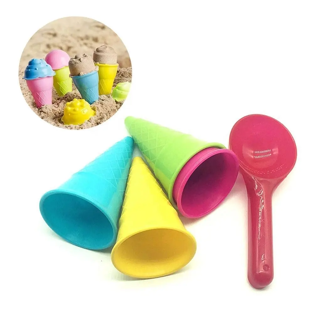 5 Stück Kids Beach Toys Eistüte Scoop Sets Sand Toy Kinder Sand Eis tüten und Scoop Outdoor Toys