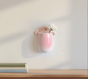 Vase mural en <span class=keywords><strong>c</strong></span>éramique fait main, pot à fleurs suspendu unique - Product Image 6