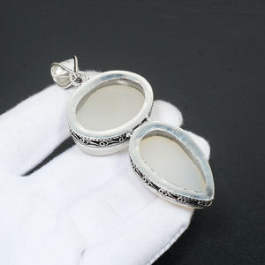 KIRAN ENTERPRISES Collier pendentif unisexe fait main en argent sterling 925 avec pierre précieuse Druzy du désert blanc de haute qualité sertie en clos - Product Image 3