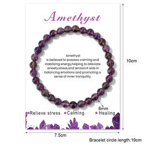 Pulsera Elástica de Cuarzo Rosa Natural de 6 mm con Tarjeta de <span class=keywords><strong>Significado</strong></span>, Joyería de Cristal Curativo - Product Image 6