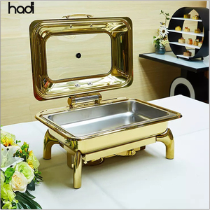 Restaurant Buffet Supplies High Quality Chafing Dish Round Electric <strong>Fuel</strong> 6 qt Hydraulic <strong>Chaffing</strong> Dish with Divider Pan - Product Image 5