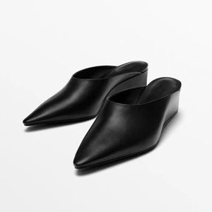 <span class=keywords><strong>Zapatos</strong></span> <span class=keywords><strong>de</strong></span> <span class=keywords><strong>Mujer</strong></span> Hechos a Mano con Parte Superior <span class=keywords><strong>de</strong></span> Cuero Genuino, Estilo Primavera 2026, <span class=keywords><strong>Zapatos</strong></span> Negros Simples con Punta en Pico y Tacón Bajo - Product Image 1
