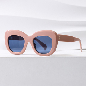 Lunettes de soleil rétro pour femmes, monture épaisse en PC, grandes lunettes œil-de-chat, verres optiques UV400, rivets latéraux tendance, vente en gros - Product Image 2
