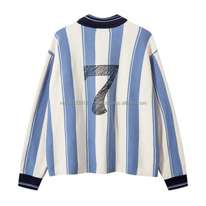 Jersey de Fútbol de Manga Larga con Rayas Verticales, Cuello Redondo, Estilo Casual para Hombre, Nylon/Algodón, Otoño, a la Moda - Product Image 2