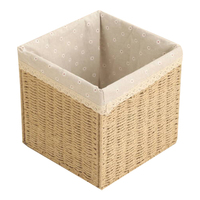 Boîte de rangement en corde de papier, pliable, avec paniers en rotin tressé, poignées intégrées et structure en fer