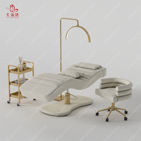 Lit d'extension de cils incurvé rose pour esthéticienne, salon de spa de luxe personnalisé de luxe