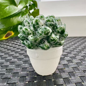 Venta al por mayor de plantas suculentas de cristal artesanías de cristal tallado plantas en maceta para decoraciones de escritorio de oficina - Product Image 3