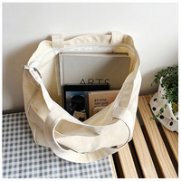 Sac fourre-tout en toile de coton biologique de grande capacité, couleur unie, sac à main décontracté, sac à bandoulière, sac de plage en coton pour femmes