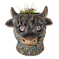 Patung Sapi MGO Highland untuk Dekorasi Taman, Pot Bunga Lucu, Ornamen Rumah, Hadiah Kreatif