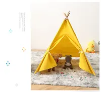बच्चों Teepee तम्बू चटाई बच्चों Foldable खेलने के साथ इनडोर, आउटडोर बच्चे खेलने तम्बू के लिए तम्बू कच्चे सफेद कैनवास Teepee