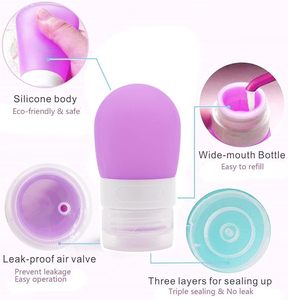 Bouteilles de voyage souples, contenants de voyage approuvés, sans BPA, anti-fuite, bouteilles en silicone de qualité supérieure, accessoires compressibles - Product Image 2