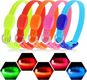 ปลอกคอสุนัขแบบคลาสสิกปรับได้ ไฟ LED ส่องสว่าง วัสดุไนลอนสะท้อนแสง ชาร์จไฟได้ ใช้กลางคืนได้ - Product Image 4