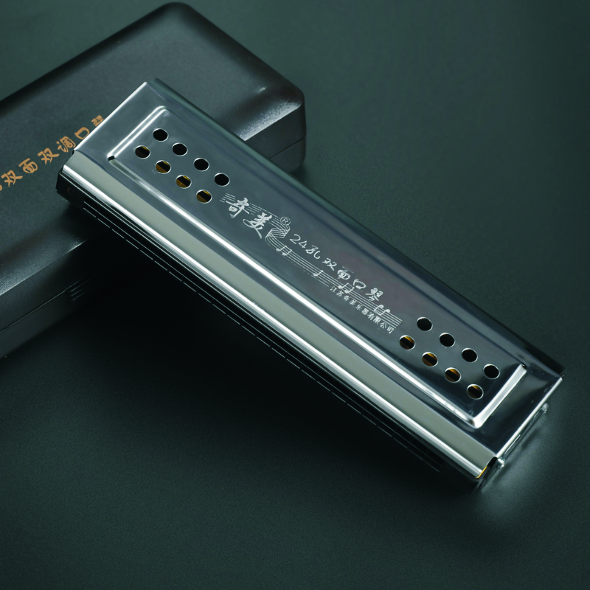 QiMEI нержавеющая сталь 24 Отверстия двухсторонняя Губная гармошка полифонная C G диатоническая гармоника музыкальный инструмент для начинающих