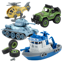 4 packs de jouets d'ingénierie d'assemblage de bricolage voiture en plastique véhicule de l'armée jouets pour garçon cadeau