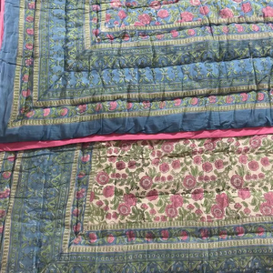 Premium 100% algodón mano bloque impreso algodón Kantha edredón cubierta Floral venta al por mayor hecho a mano Patchwork verano manta colcha - Product Image 1
