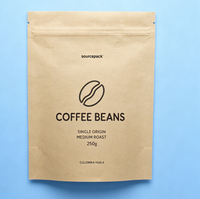 Pochette autoportante compostable en papier kraft biodégradable à 100 %, imprimée sur mesure, écologique, pour café