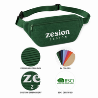 Sac banane en velours côtelé recyclé, personnalisable avec logo, pour salons professionnels, promotionnel, sac de festival, sac ceinture, cadeau d'entreprise, vente en gros, OEM