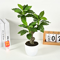 Plante Artificielle Décorative en Pot Style Dégradé Nordique pour Bureau, Entreprise, Décoration Intérieure Maison, Style à Changement de Couleur