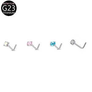 Piercing de nez en titane G23 avec insert à <span class=keywords><strong>aiguille</strong></span> fine, tige en <span class=keywords><strong>L</strong></span>, tige en S, anneau de nez en zircon, bijoux de piercing corporel - Product Image 4
