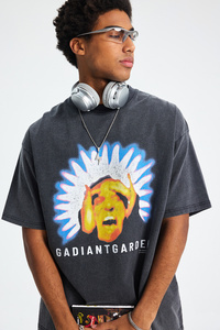 เสื้อยืดลำลองพิมพ์ลายดิจิทัลสไตล์เรโทรสีน้ำล้างสีแนววินเทจสำหรับฤดูใบไม้ผลิและฤดูร้อน - Product Image 2