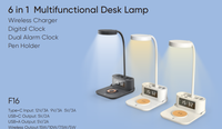 Lampe de bureau électronique intelligente réveil 15W Station de charge sans fil rapide téléphone Interface d'entrée USB montre Mobile prise américaine